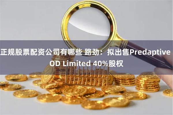 正规股票配资公司有哪些 路劲：拟出售Predaptive OD Limited 40%股权