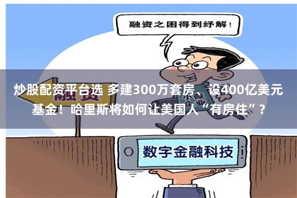 炒股配资平台选 多建300万套房、设400亿美元基金！哈里斯将如何让美国人“有房住”？